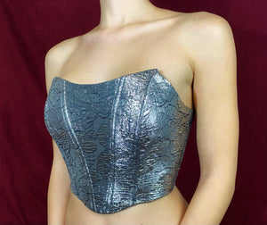 Silver cropped corset