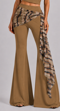 Dark camel jersey flared pants