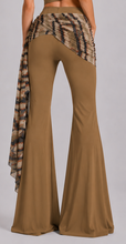 Dark camel jersey flared pants