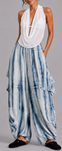 Blue tie-dye printed harem pants