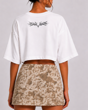 Khaki printed mini skirt