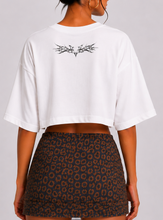 Brown printed mini skirt