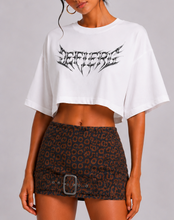 Brown printed mini skirt