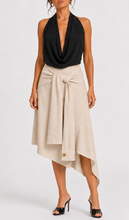 Beige linen shirt-style skirt