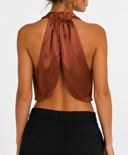 Caramel satin halter top