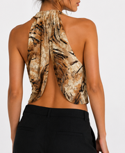 Animal print mesh halter top