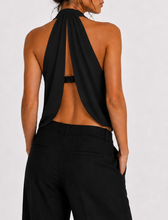 Black jersey halter top
