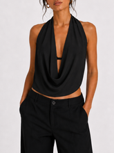 Black jersey halter top