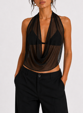 Black mesh halter top