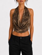 Brown chiffon halter top