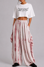 Red tie-dye printed harem pants