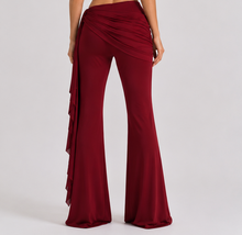 Maroon jersey flared pants
