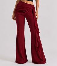 Maroon jersey flared pants