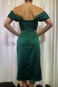 Emerald green midi Corset dress