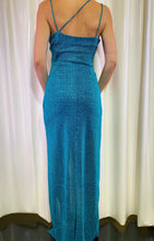 Blue lurex wrap dress