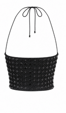 Black crystal beaded vest top