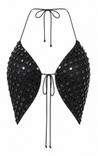 Black crystal beaded vest top