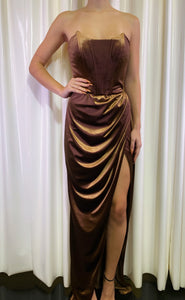 Bronze velvet Corset dress