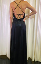 Shiny black slip dress