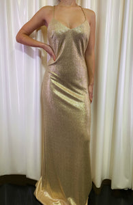 Gold metallic slip dress