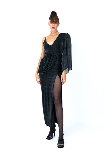 One Shoulder Embellished Jersey Dress