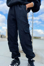 Black Taffeta Cargo Pants