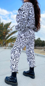 Printed Taffeta Cargo Pants