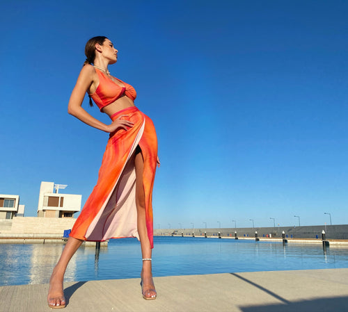Orange Printed Maxi Sarong