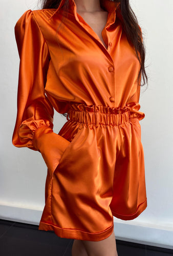 Orange Satin Shirt