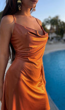 Orange Metallic Slip Dress